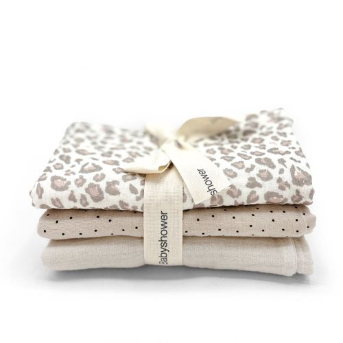 Les Petits Marmots | Set de 3 langes - Soft Print - Babyshower