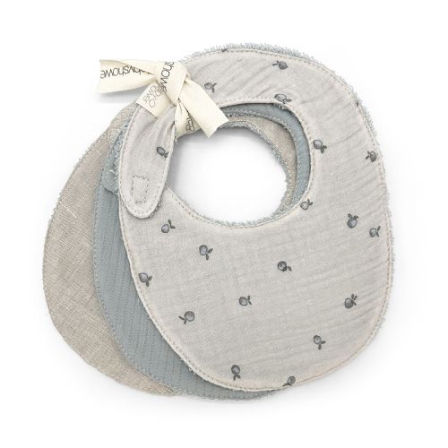 Les Petits Marmots | Set de 3 bavoirs - Blue apricot - Babyshower