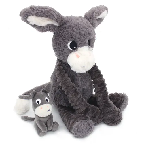 Les Petits Marmots | Peluche âne Poitou maman et son bébé - Gris