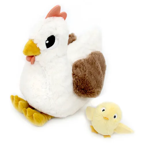 Les Petits Marmots | Peluche poule Pioupiou maman et son bébé - Blanc