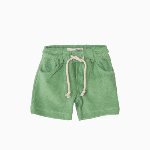 Les Petits Marmots | Short en éponge vert - Pomme