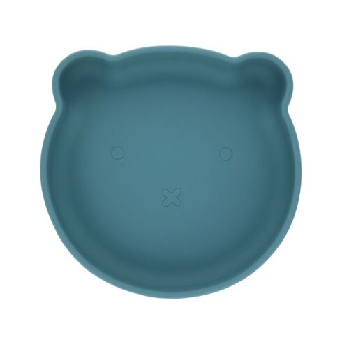 Les Petits Marmots | Assiette ours silicone - bleu ciel