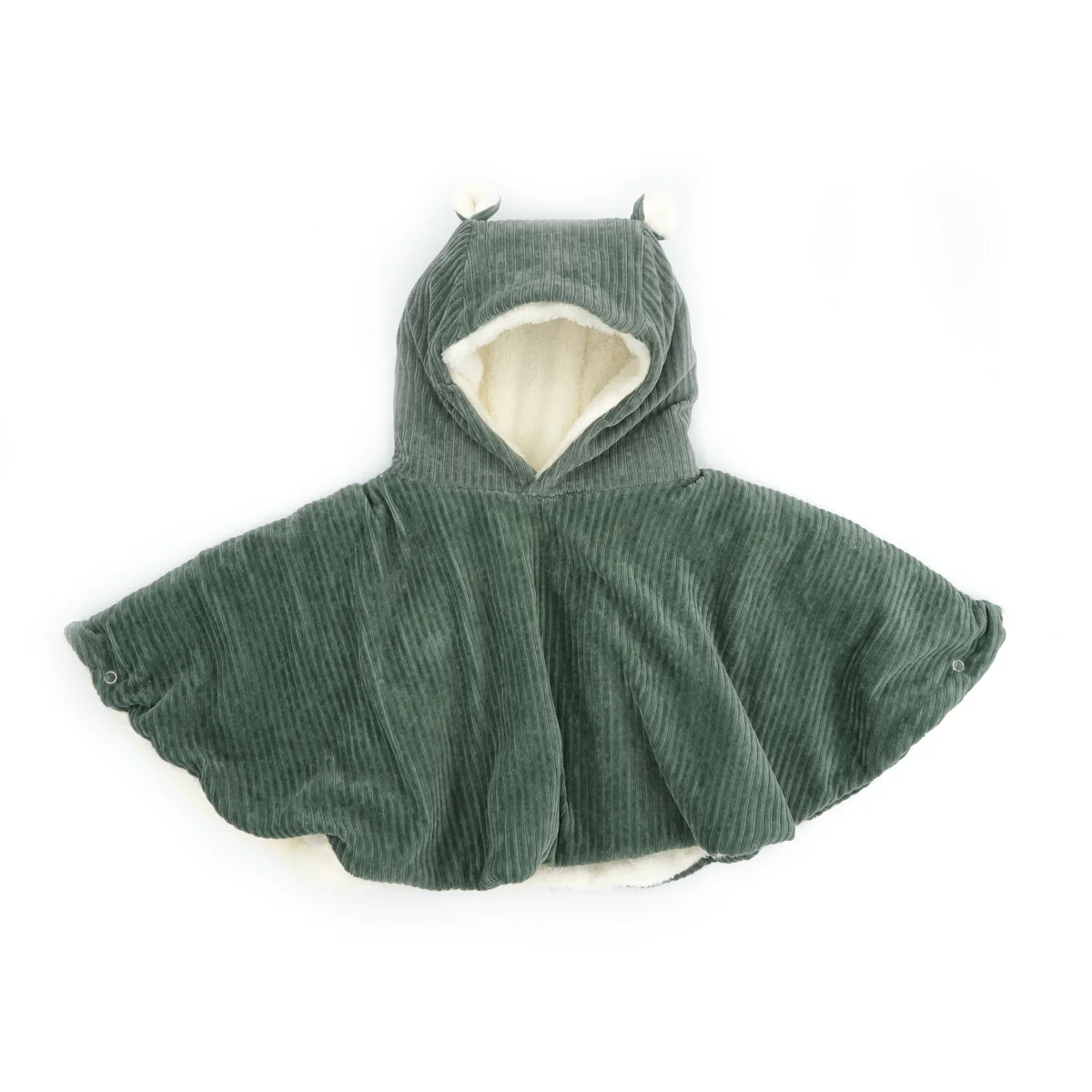 Les Petits Marmots | Poncho bébé velours - Kaki