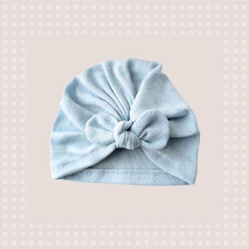 Les Petits Marmots | Turban jersey pointelle - Bleu ciel 