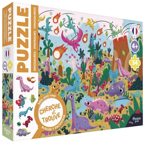 Les Petits Marmots | Puzzle cherche et trouve 54 pièces - Dinosaures