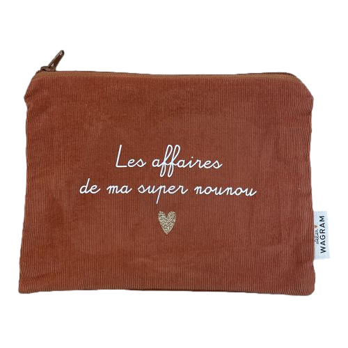 Les Petits Marmots | Pochette velours brique - Les affaires de ma super nounou