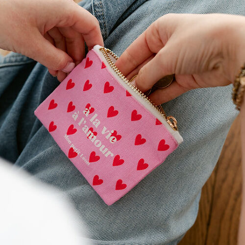 Les Petits Marmots | Porte-monnaie coeur rose/rouge - A la vie, à l'amour