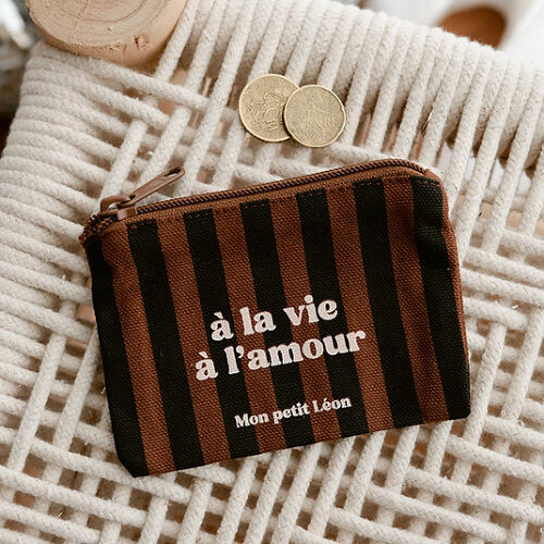 Les Petits Marmots | Porte-monnaie rayé marron/noir - A la vie, à l'amour