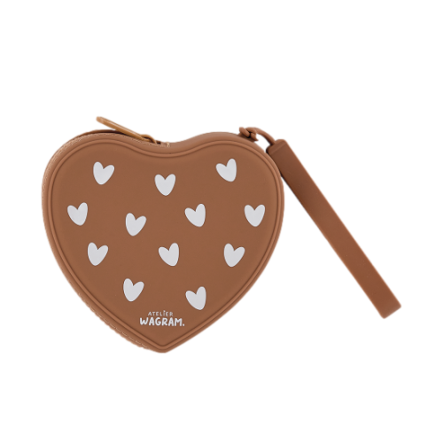 Les Petits Marmots | Pochette en silicone coeur - Caramel
