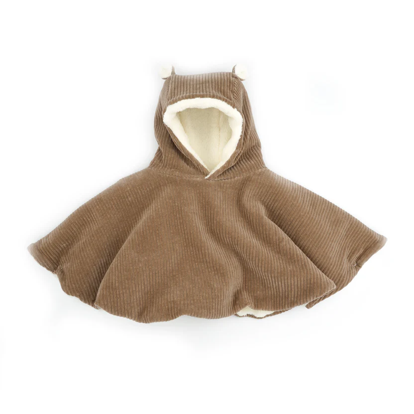 Les Petits Marmots | Poncho bébé velours - Taupe