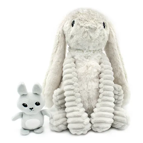 Les Petits Marmots | Peluche lapin Toudou maman et son bébé - Gris clair