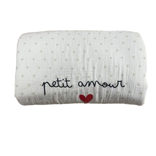Les Petits Marmots | Couverture Pilou à motif cœurs - Coeur 