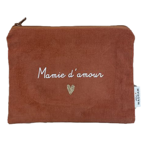 Les Petits Marmots | Pochette velours brique - Mamie d'amour