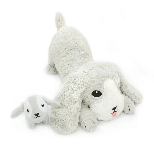 Les Petits Marmots | Peluche chien Toutou maman et son bébé - Gris