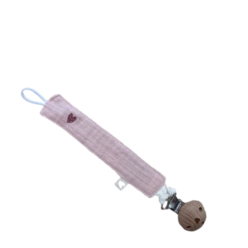 Les Petits Marmots | Attache tétine rose - Coeur pailletté