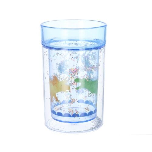 Les Petits Marmots | Verre à paillettes rose - Dinosaures