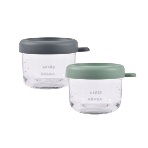 Les Petits Marmots | Set de 2 pots en verre - Mineral/Vert sauge