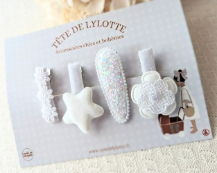 Les Petits Marmots | 4 barrettes - Blanc