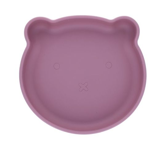 Les Petits Marmots | Assiette ours silicone - Rose