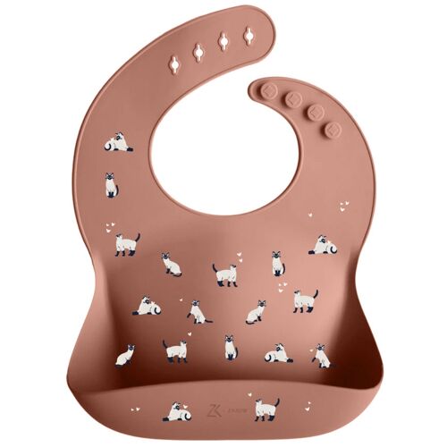 Les Petits Marmots | Bavoir en silicone - Minouche taupe