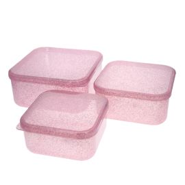 Les Petits Marmots | Set de 3 boîtes à goûter - Paillettes roses