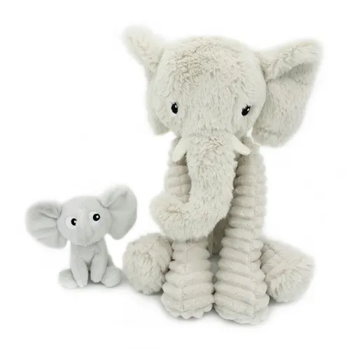 Les Petits Marmots | Peluche éléphant Dimitou maman et son bébé - Gris clair