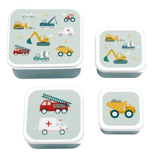 Les Petits Marmots | Set de 4 boîtes à goûter - Véhicules