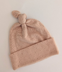 Les Petits Marmots | Bonnet jersey pointelle vieux rose