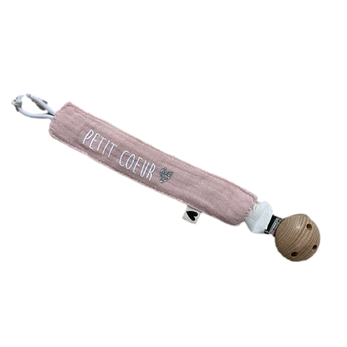 Les Petits Marmots | Attache tétine rose pâle - Petit coeur