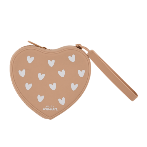 Les Petits Marmots | Pochette en silicone coeur - Nougat