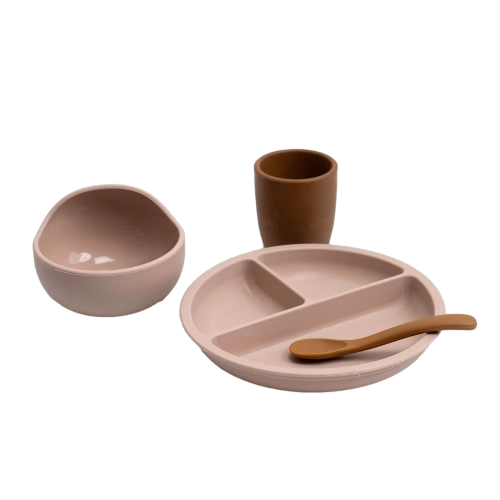 Les Petits Marmots | Coffret repas en silicone - Beige