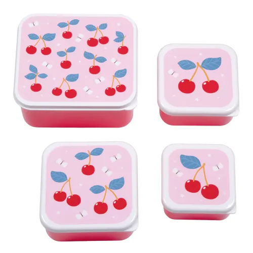 Les Petits Marmots | Set de 4 boîtes à goûter - Cerises