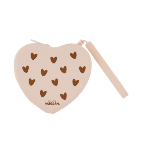 Les Petits Marmots | Pochette en silicone coeur - Crème