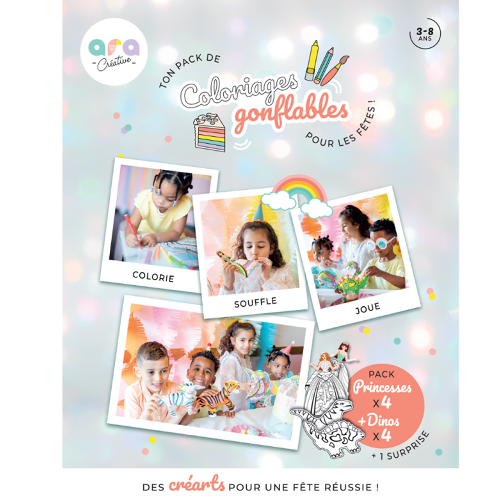 Les Petits Marmots | Pack de coloriages gonflables - 4x princesses et 4x dinosaures